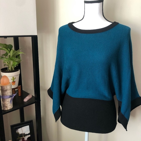 *ALFANI* Blue x Black Long Sleeve Sweater Size XS - Picture 1 of 3